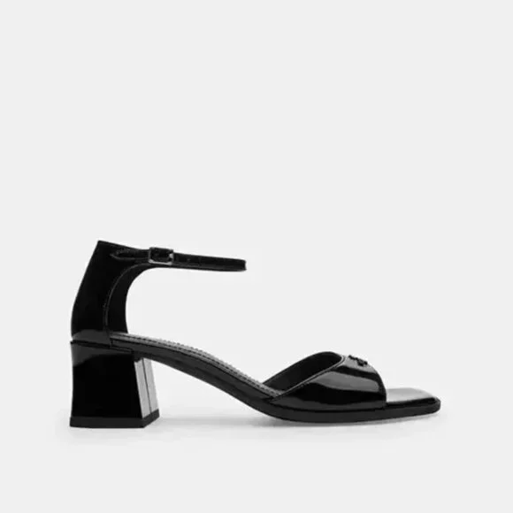 Coach Women's Block Heels Sandals Black NWT - Picture 3 of 6